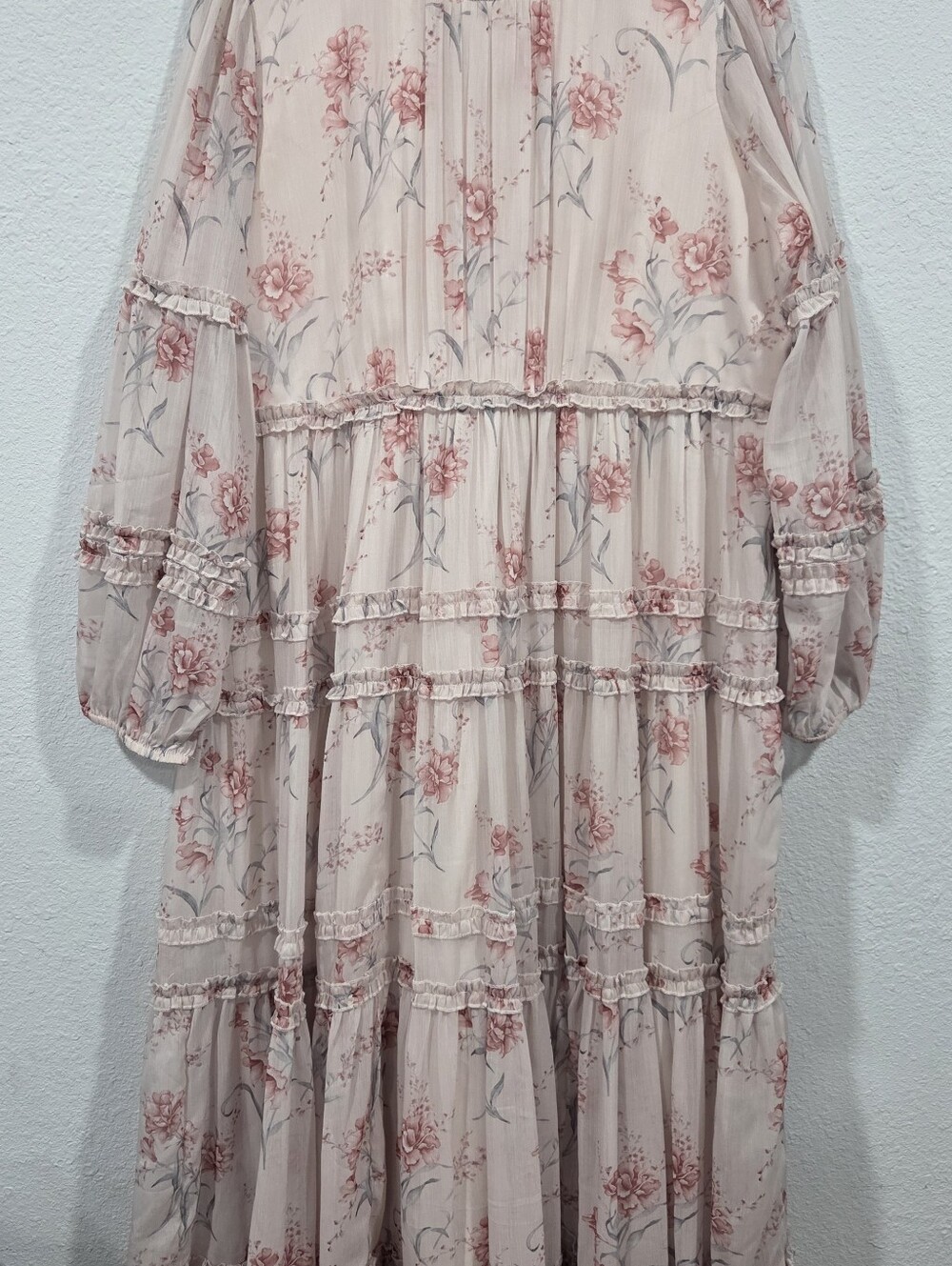 Ivy City Co Blush Floral Tiered Maxi Dress Geneva Dress in Banana Creme Aquarell